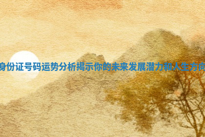 身份证号码运势分析揭示你的未来发展潜力和人生方向